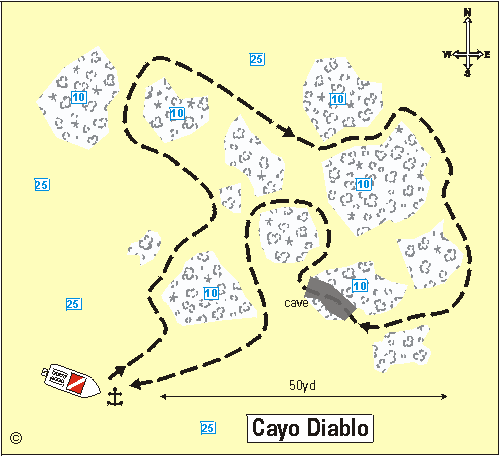 Puerto Rico east coast sample dive site map